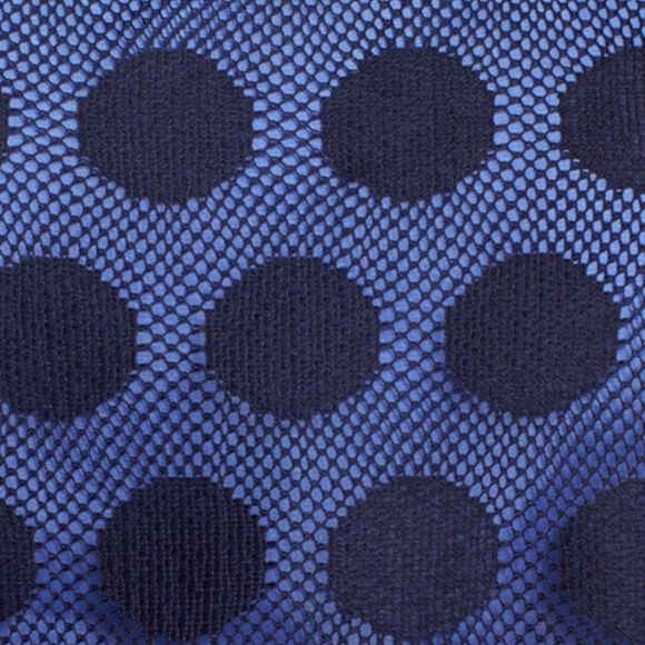 BETSEY JOHNSON Dress A-Line Sleeveless Polka Dot Lace Popover Blue Sizes 6 10 - Picture 8 of 9